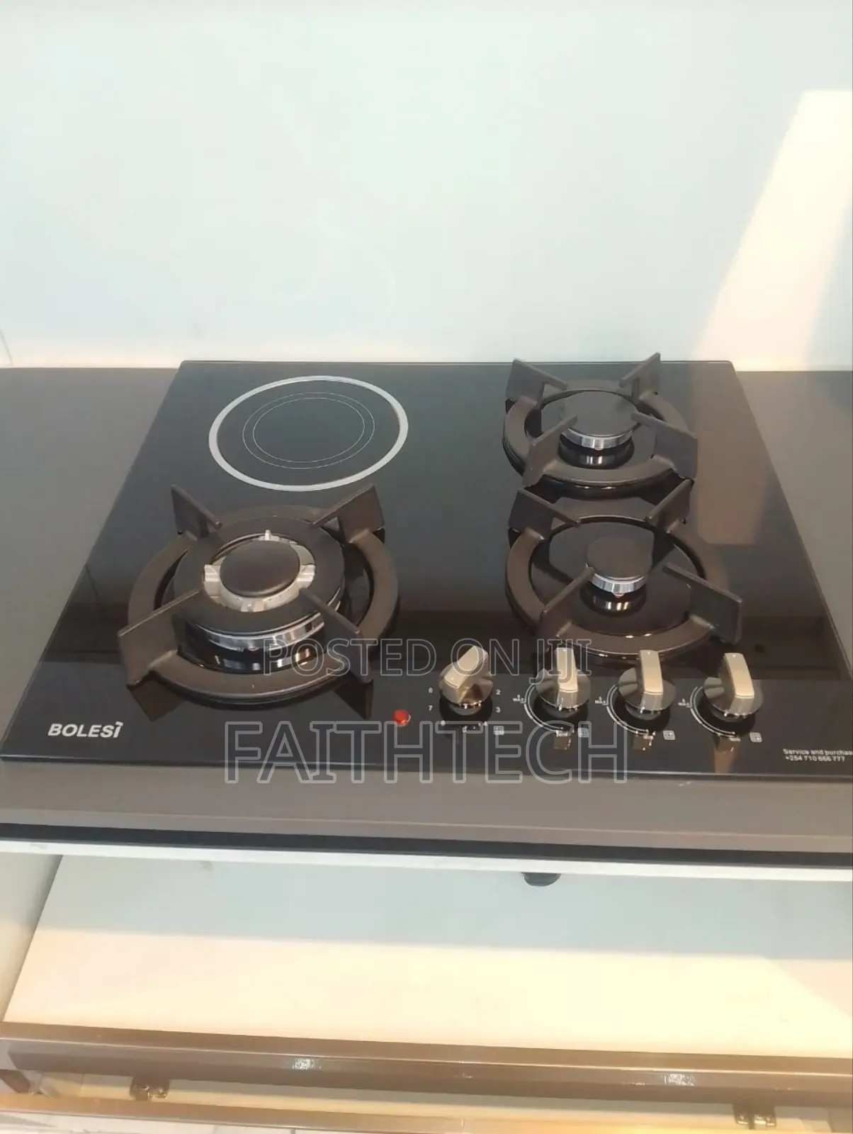 Bolesi Hob 3 Gas Burners +1 Infrared Electric With Gas Sensor and Wok