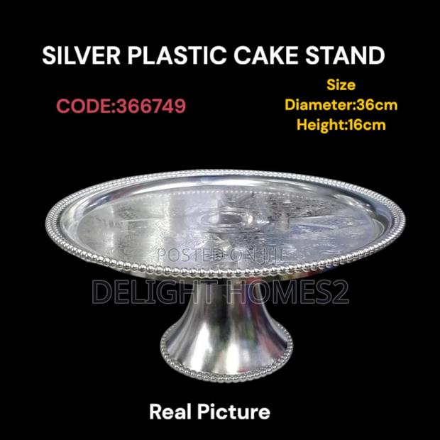 Silver Plastic Cake Stand - main view