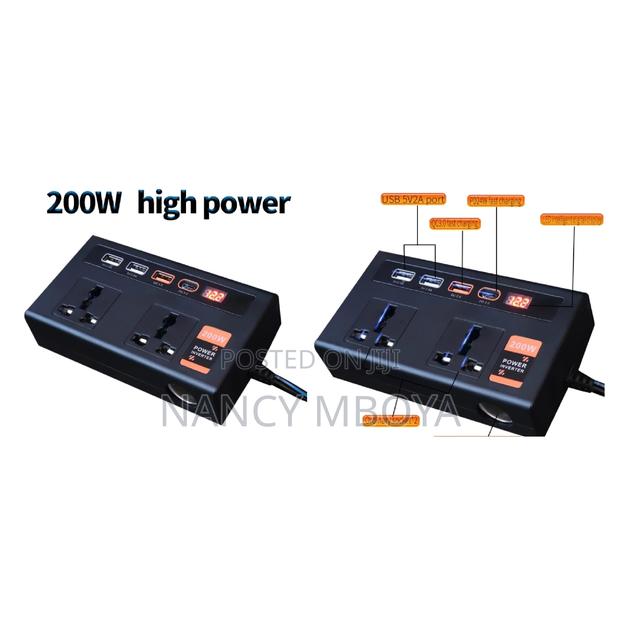 200w Car Inverter With 4 Usb Plus One Type C Ports and 2 Sockets