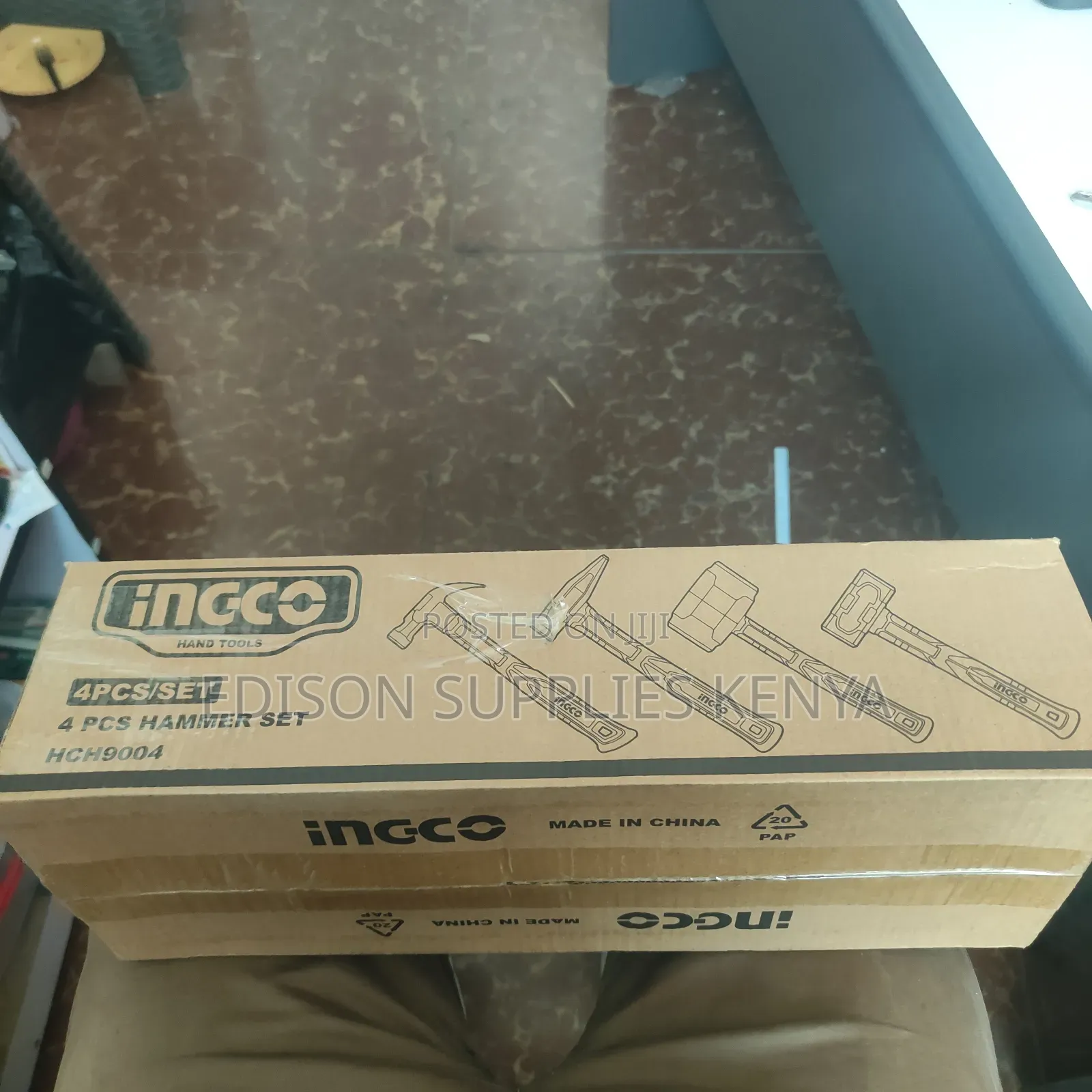 Ingco 4pcs Hammer Set, Claw Hammer, Rubber Hummer, Stoning Hammers