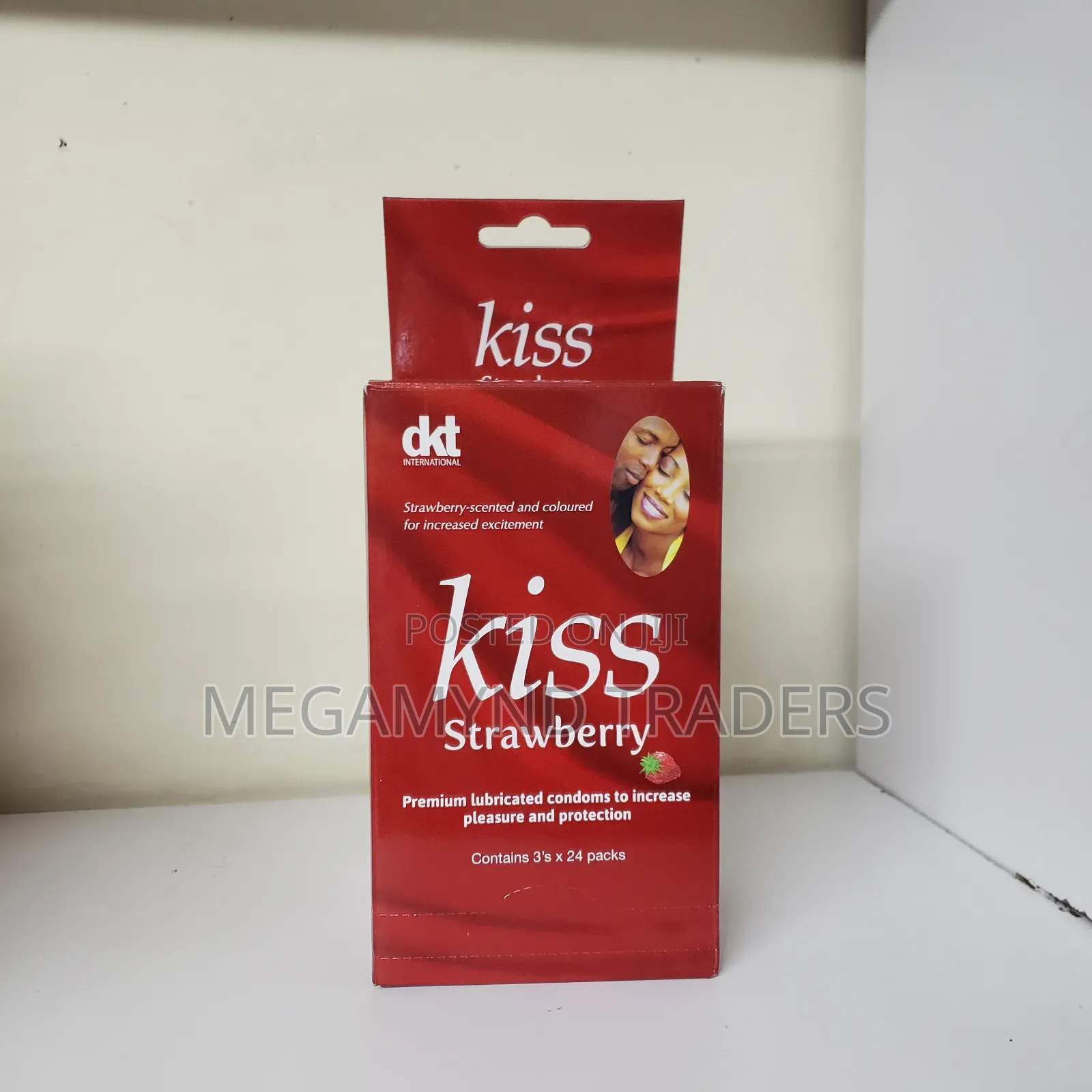 72pc Kiss Strawberry Condoms / Premium Lubricated Protection Condoms