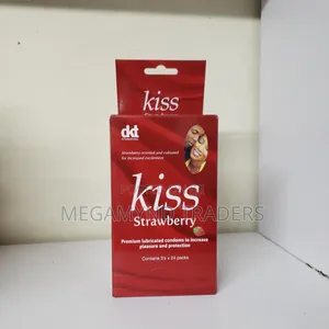 72pc Kiss Strawberry Condoms / Premium Lubricated Protection Condoms