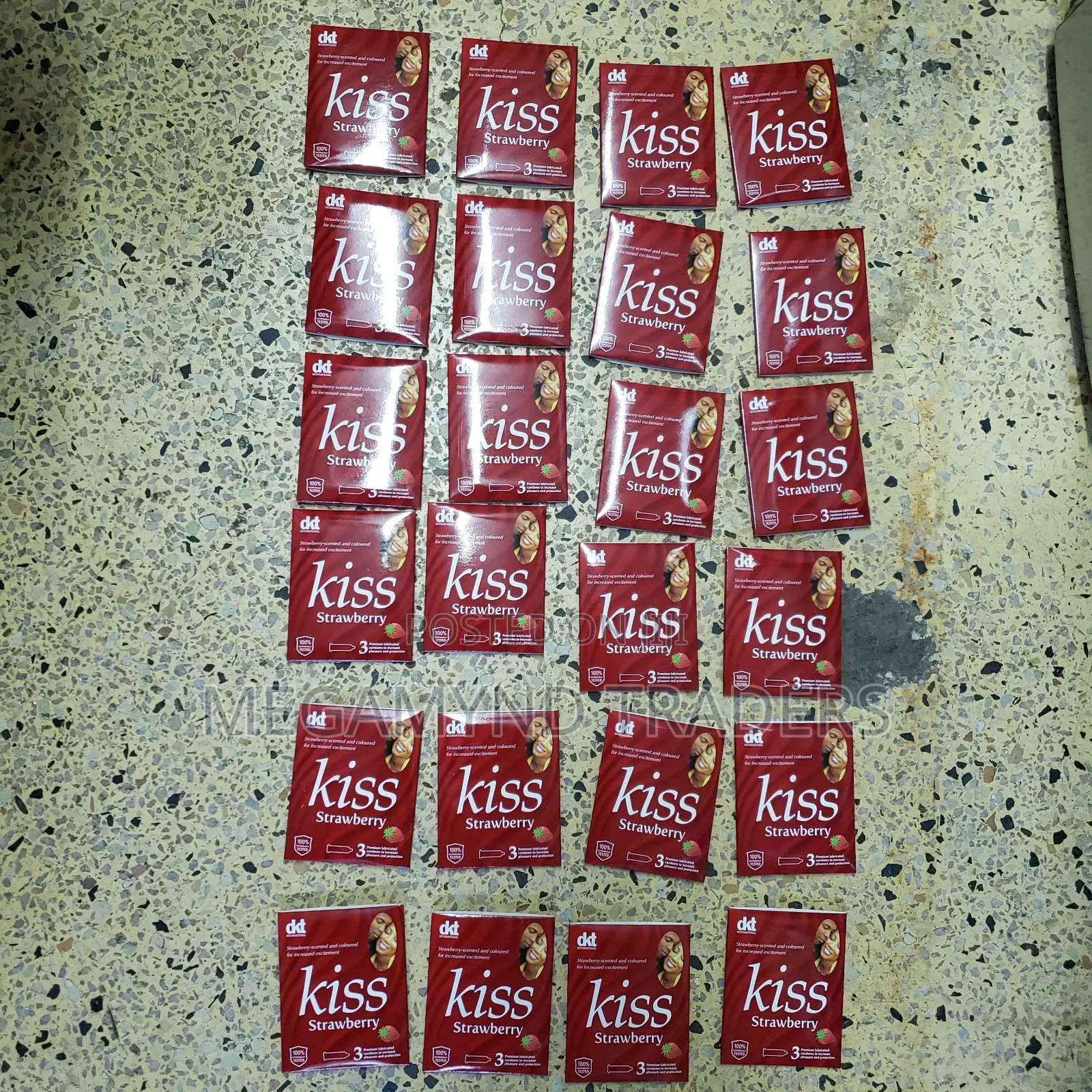 72pc Kiss Strawberry Condoms / Premium Lubricated Protection Condoms