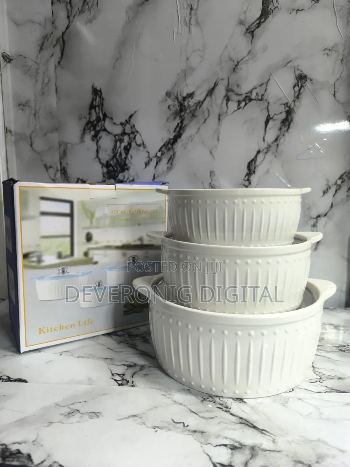 *3pcs Set Ceramic Casserole Serving Dishes With Glass Cover*