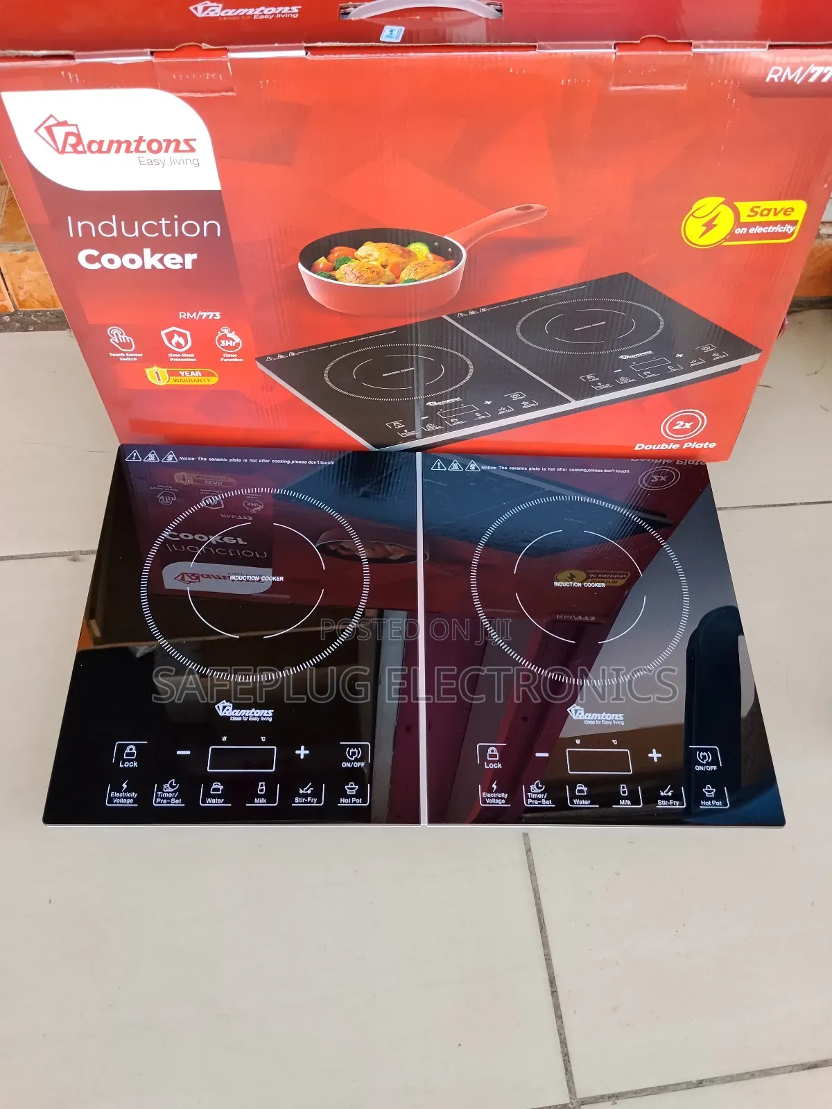 Ramtons 2-Burner Jiko La Pikipiki + Free 3 Pots! Child Lock