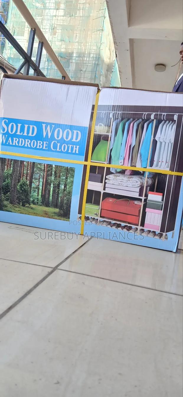 Elegant Solid Wood 3-Column Portable Wardrobe - main view