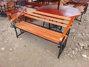 5ft Wooden Metallic Garden Bench With Arms
