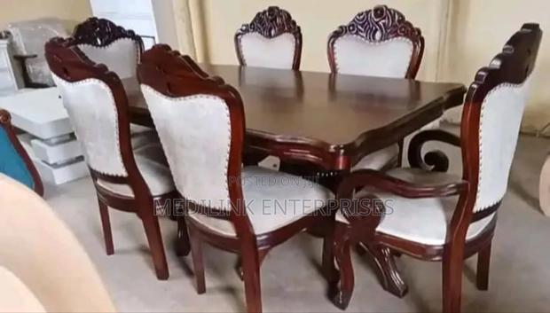 Antique Walnut 6-Seater Oval Dinner Table Set - main view