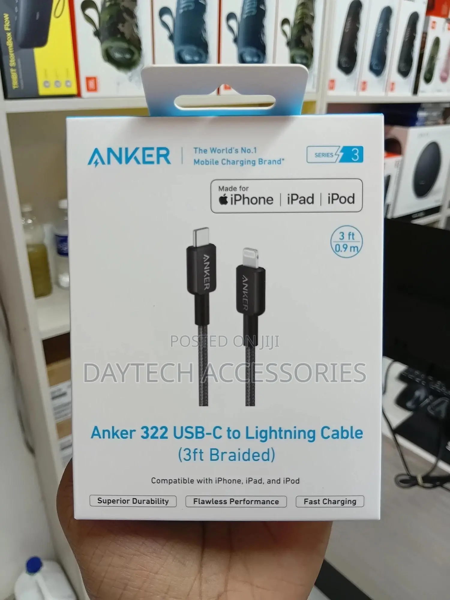 Anker Usb-C to Lightning Cable (3ft) Nylon Braided – A81b5h11 – Black