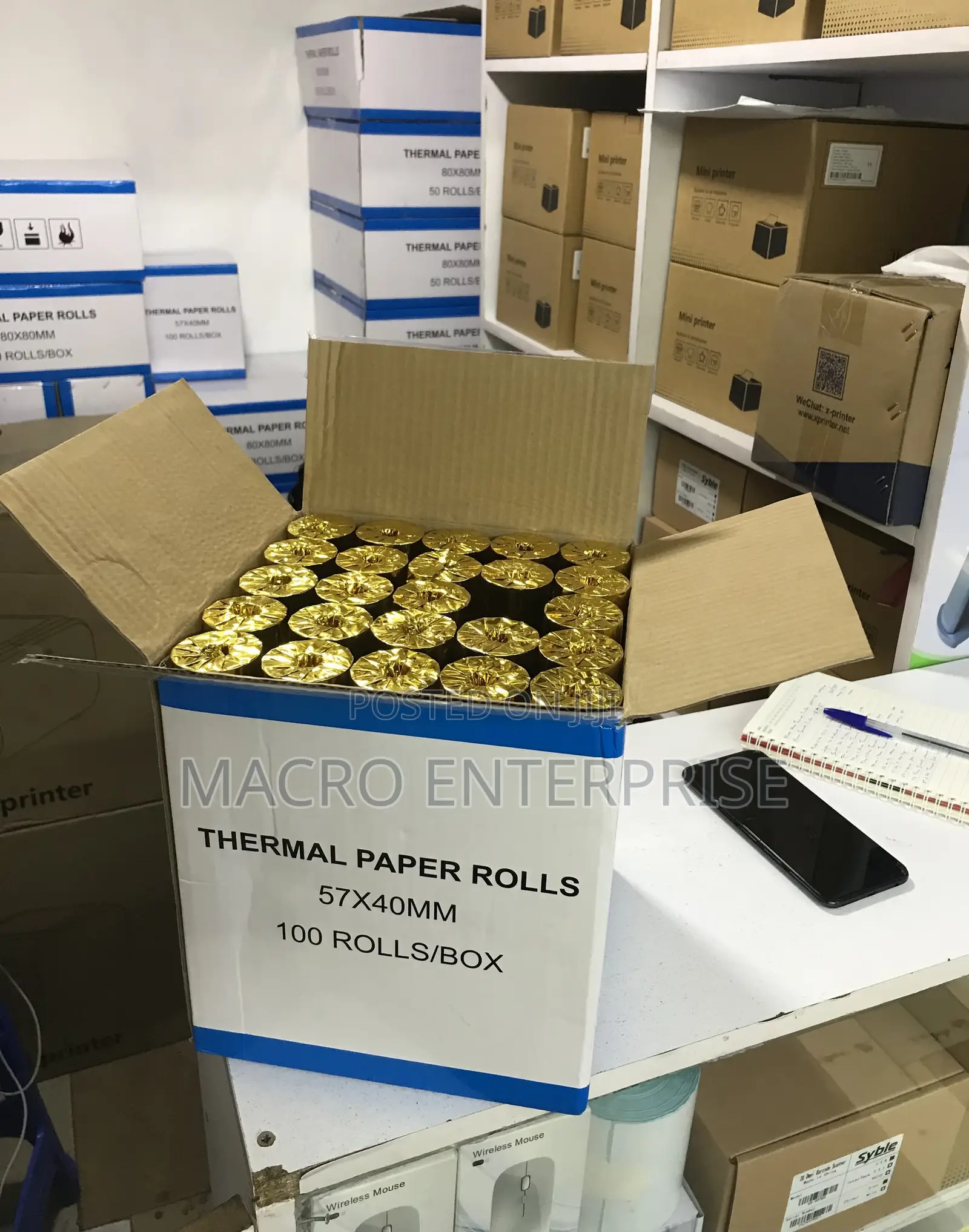 Thermal Paper Rolls 57mm X 40mm -100 Rolls Box for Restaurants Cafes