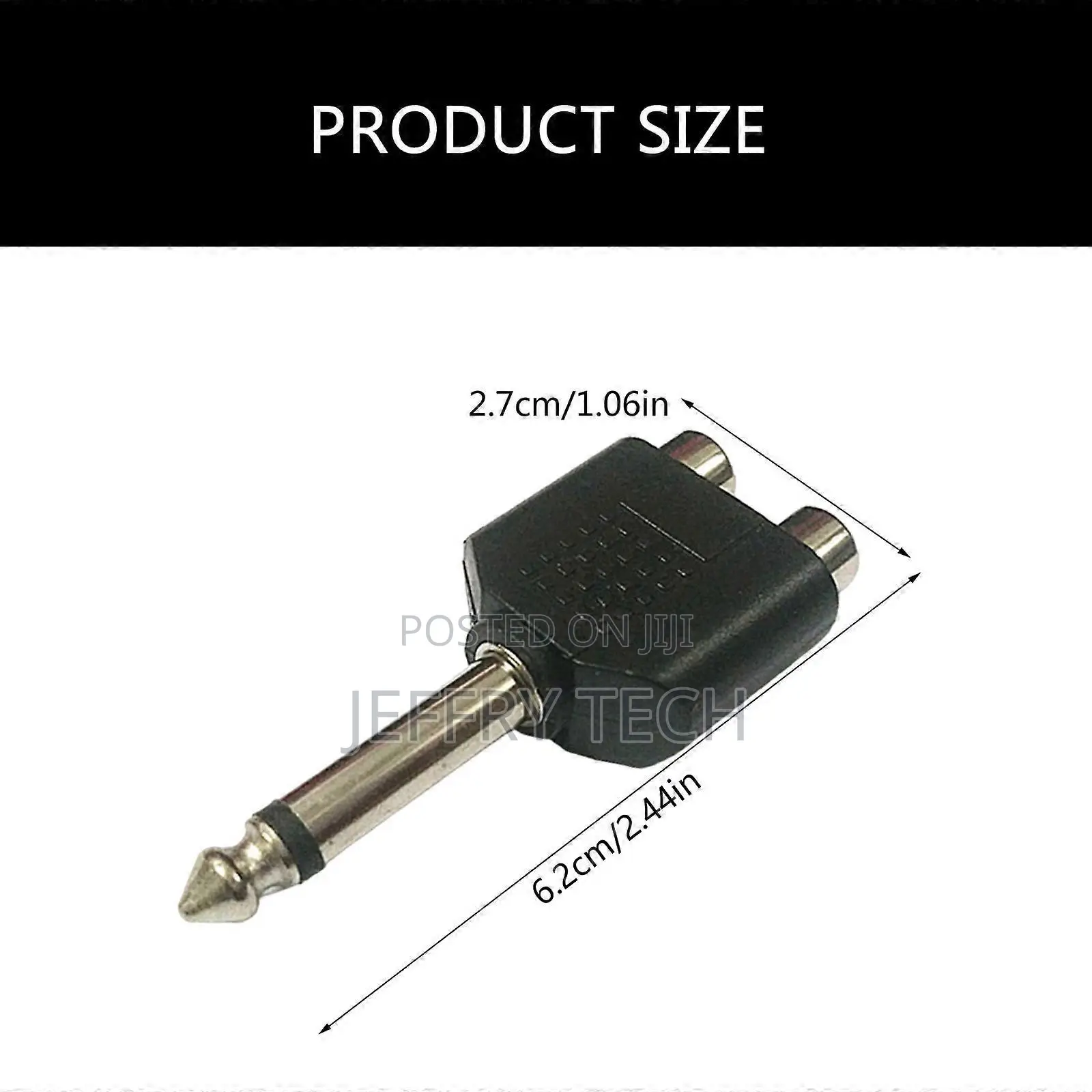 5pcs Solid Metal 6.35mm Male to 2 Mono Female Sound Adapter,
