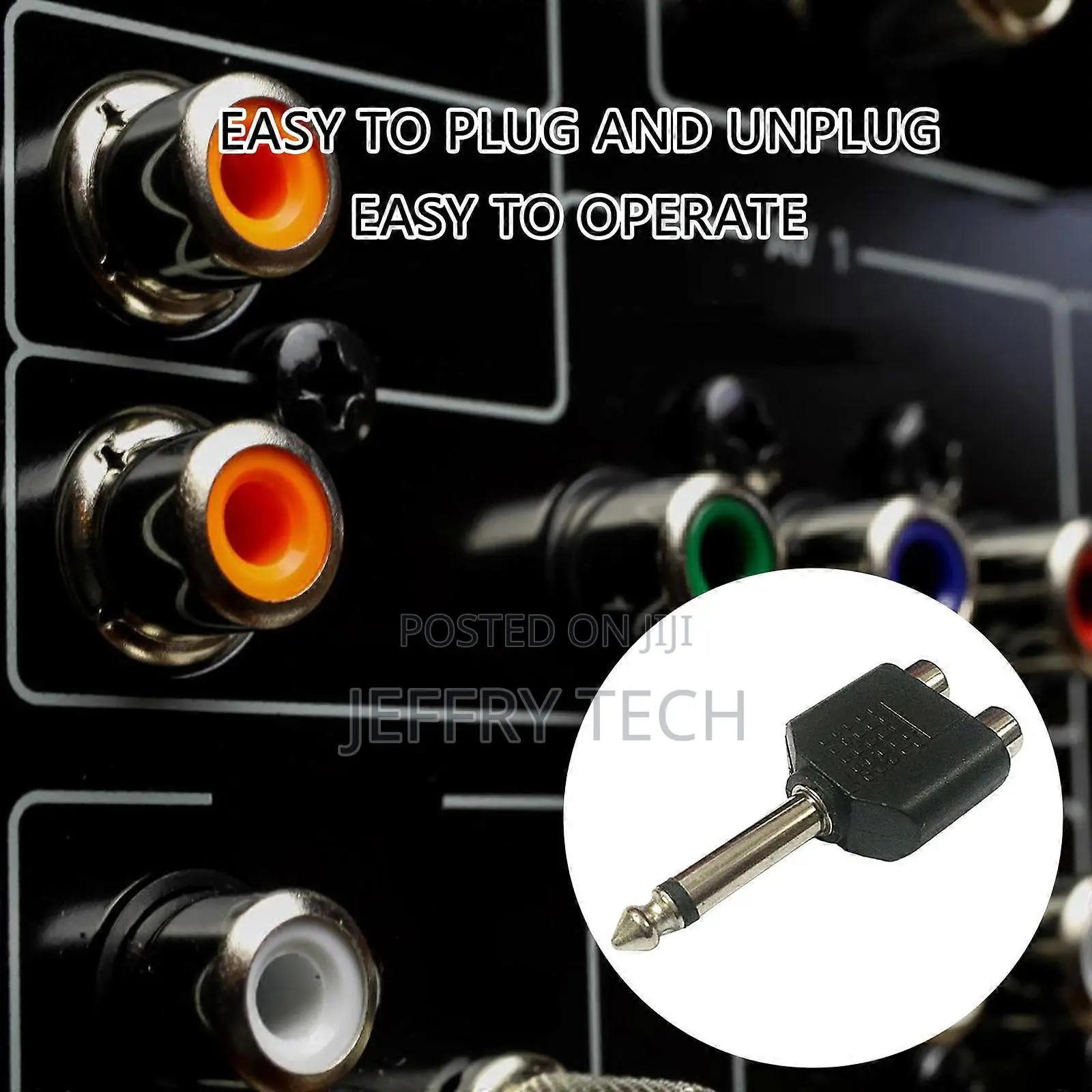 5pcs Solid Metal 6.35mm Male to 2 Mono Female Sound Adapter,