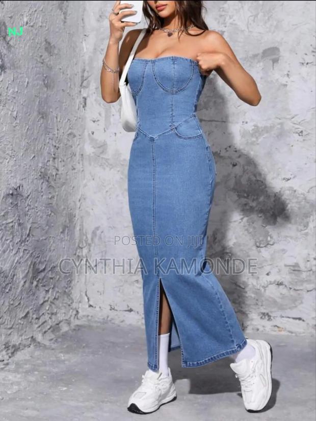 Front Slit Denim Dress - thumbnail 2