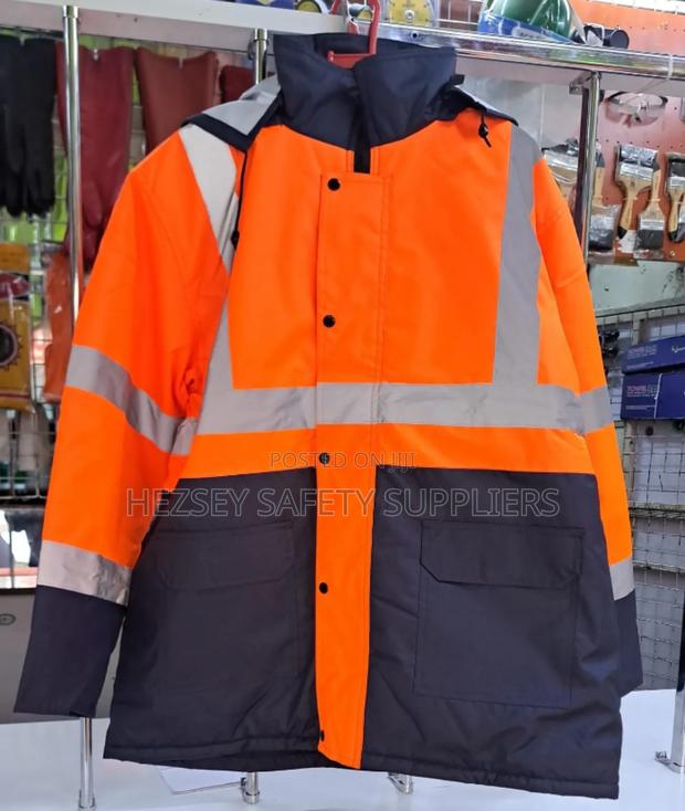 Heavy Duty Orange Black Jacket With Reflective Strips
