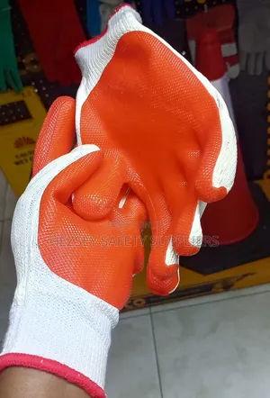 Orange Palm Diamond Grip Gloves