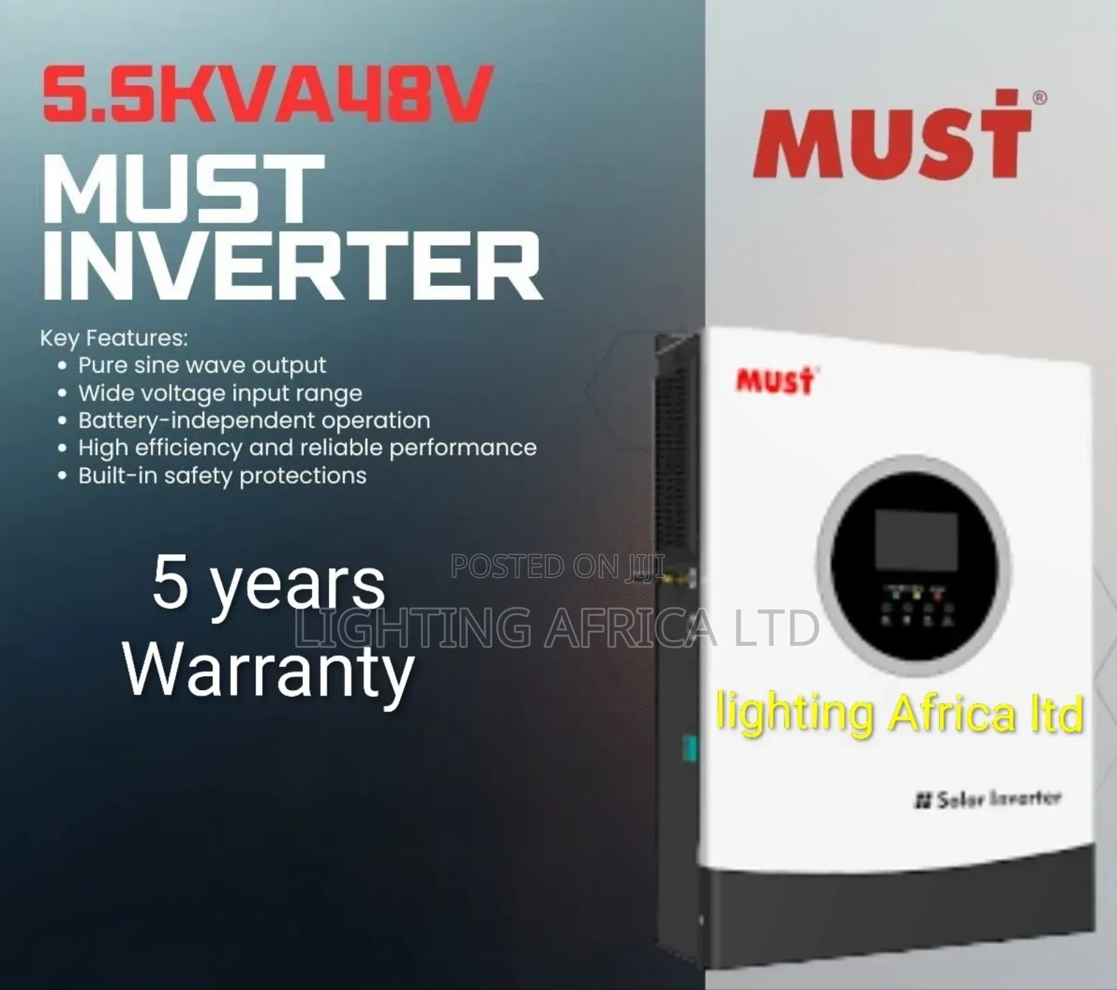 5.5 Kva - 48v Hybrid Inverter 100a MPPT - 250 Voc