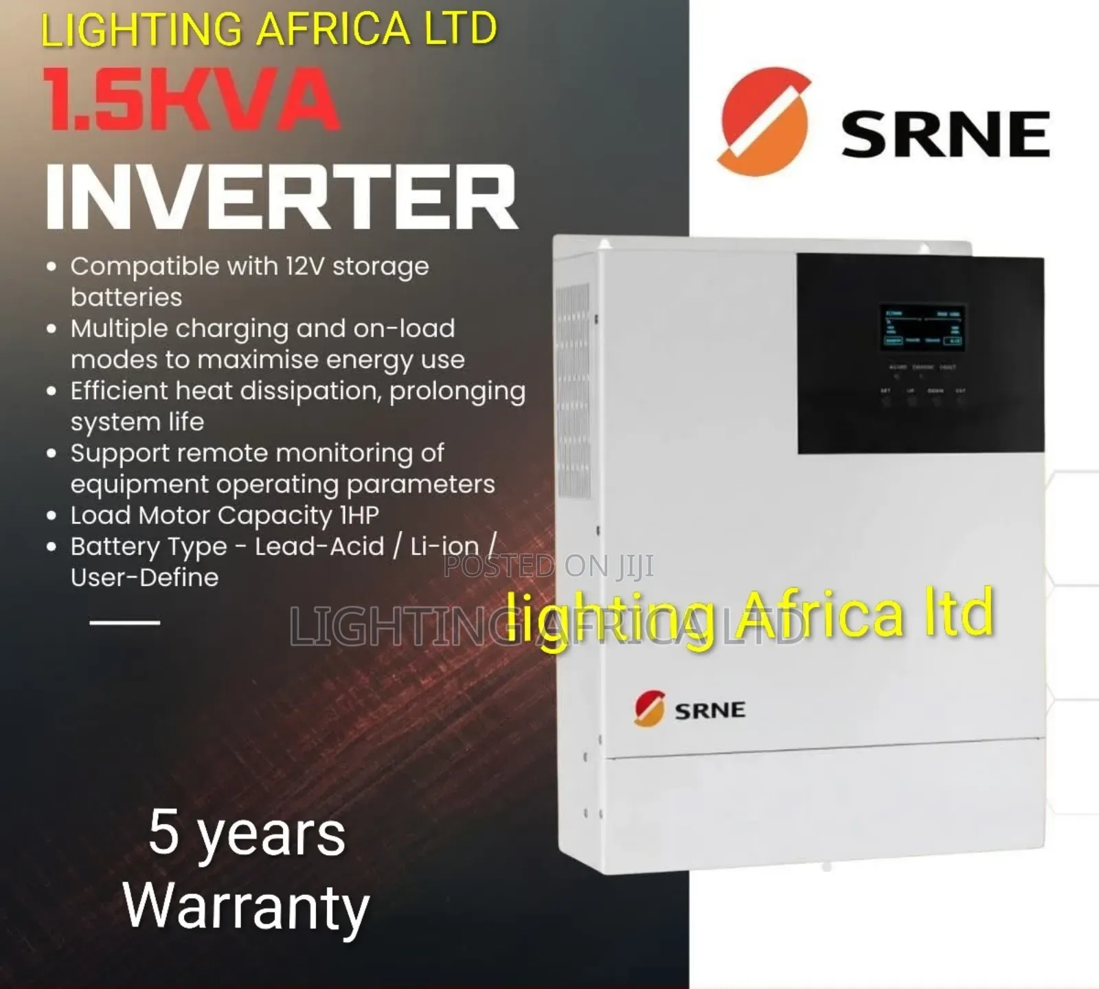 Srne 1.5kva - 12v Hybrid MPPT 60a Solar Inverter