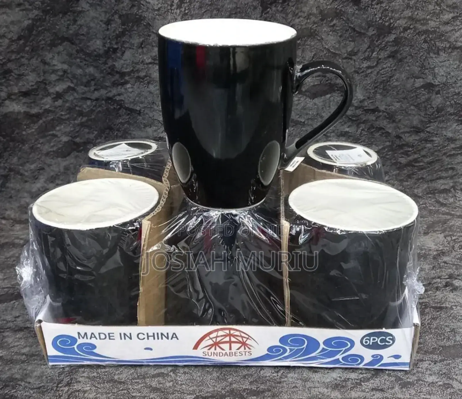Sundabests 6-Piece Set of Black Ceramic Mugs.