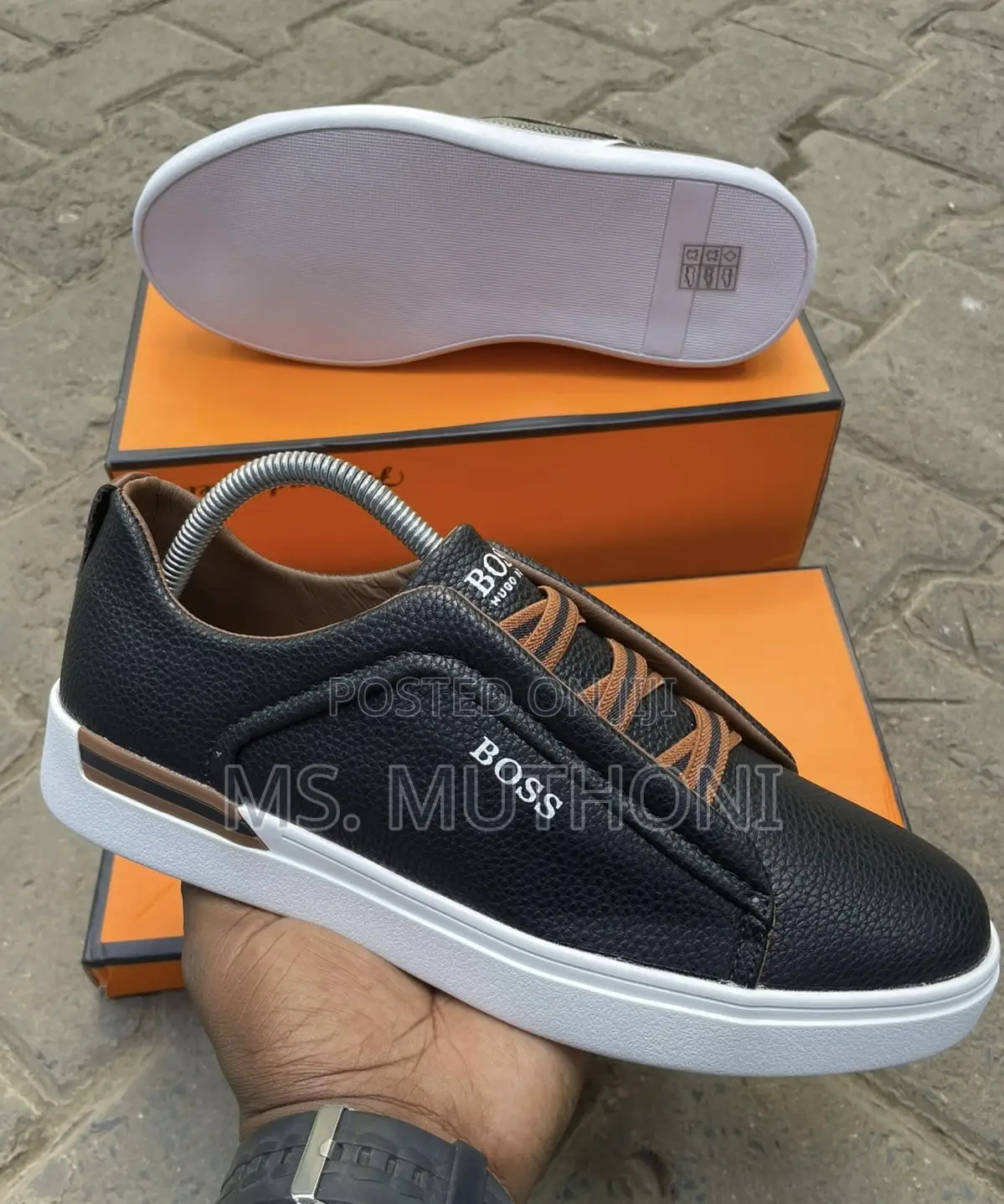Laceless Boss Rhys Tennis Trainers Sizes 40-45