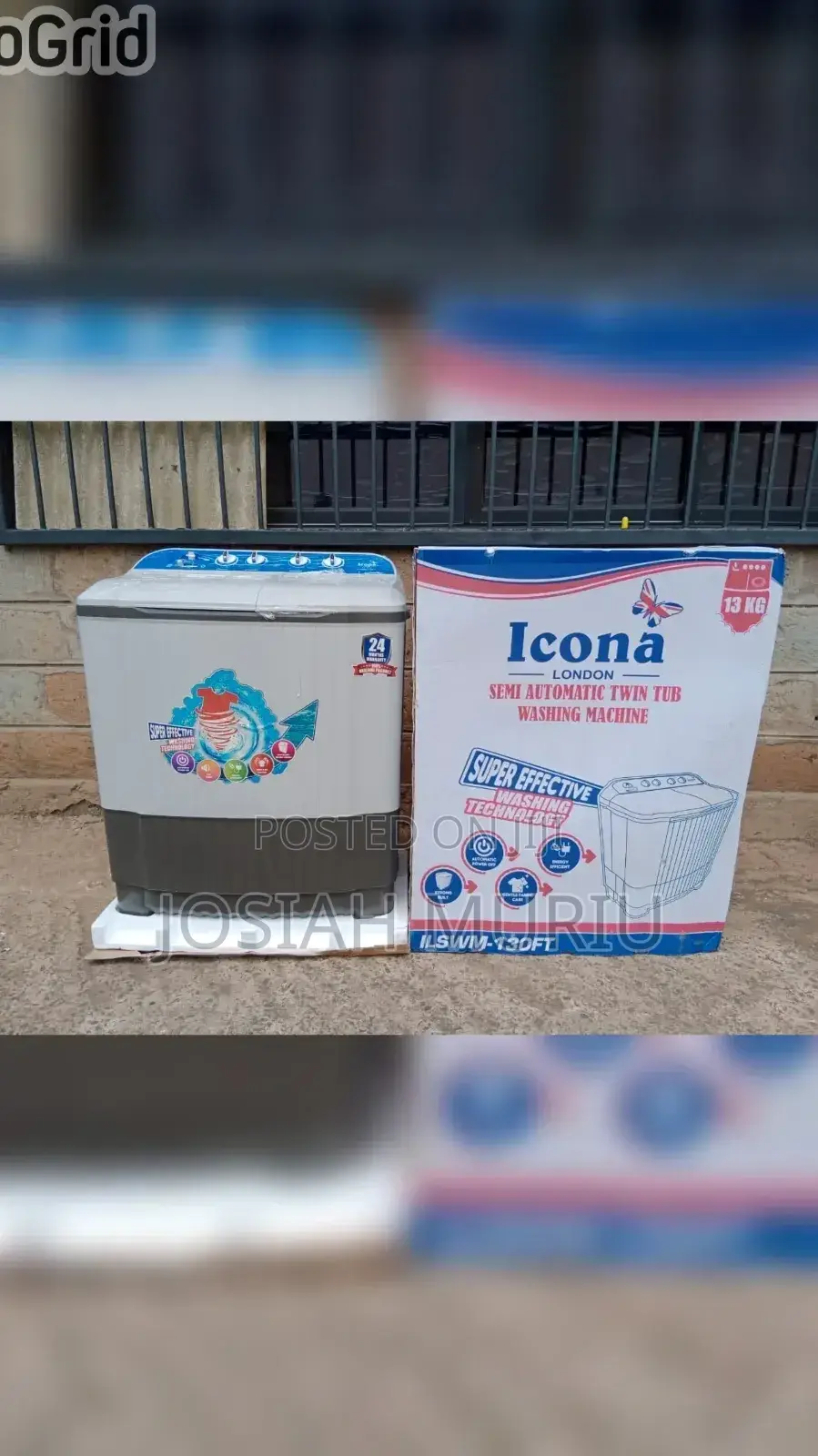 Icona London 13kg Semi-Automatic Twin Tub Washing Machine,