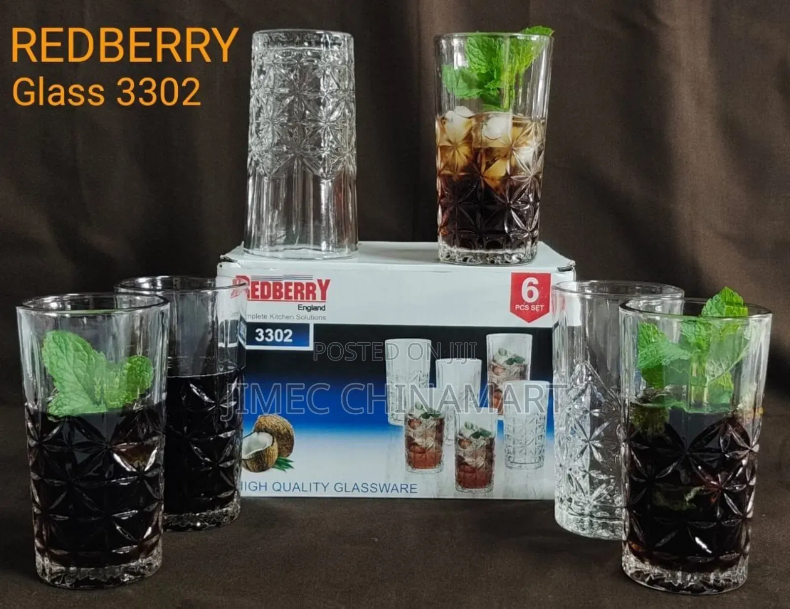 Code 3302 – 6 PCS Crystal Clear Glass Set