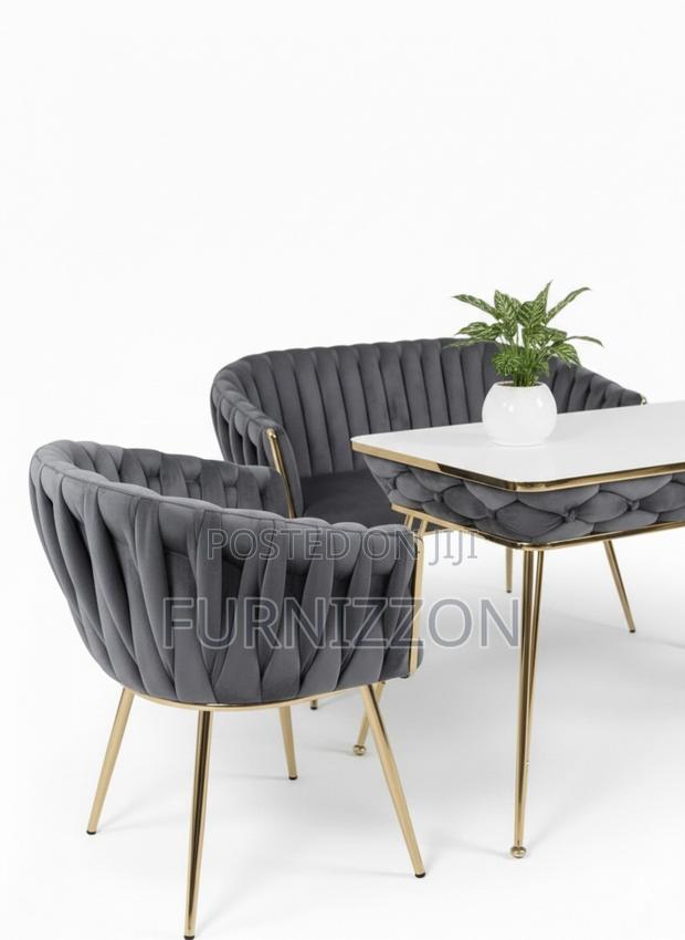 Premium Marble Table Dining Set With Chester Chairs - main view