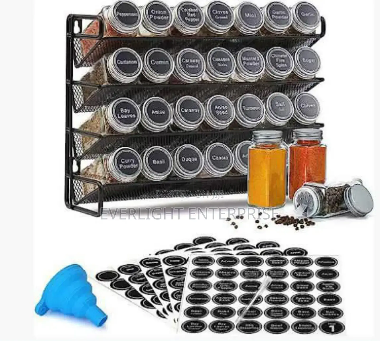4 Layer Rack With 28 PCS Bottles With Labels and White Pen