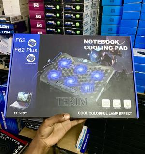 Heavy Duty F62 Cooling Pad for 19" Laptops -6 Blue Fans, Durable Metal