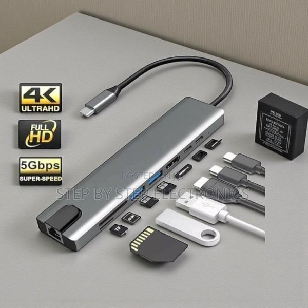 Gigabit Ethernet Lan Support Usb Hub 8 in 1 Usb Typec Hub Port Adapter