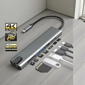 Quick Charging Usb 3.0 Support Hub 8 in 1 Usb Type-C Hub Port Adapter