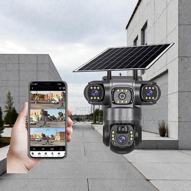V380pro 20mp 4g PTZ With Colored Night Vision Triple Lens Solar Camera