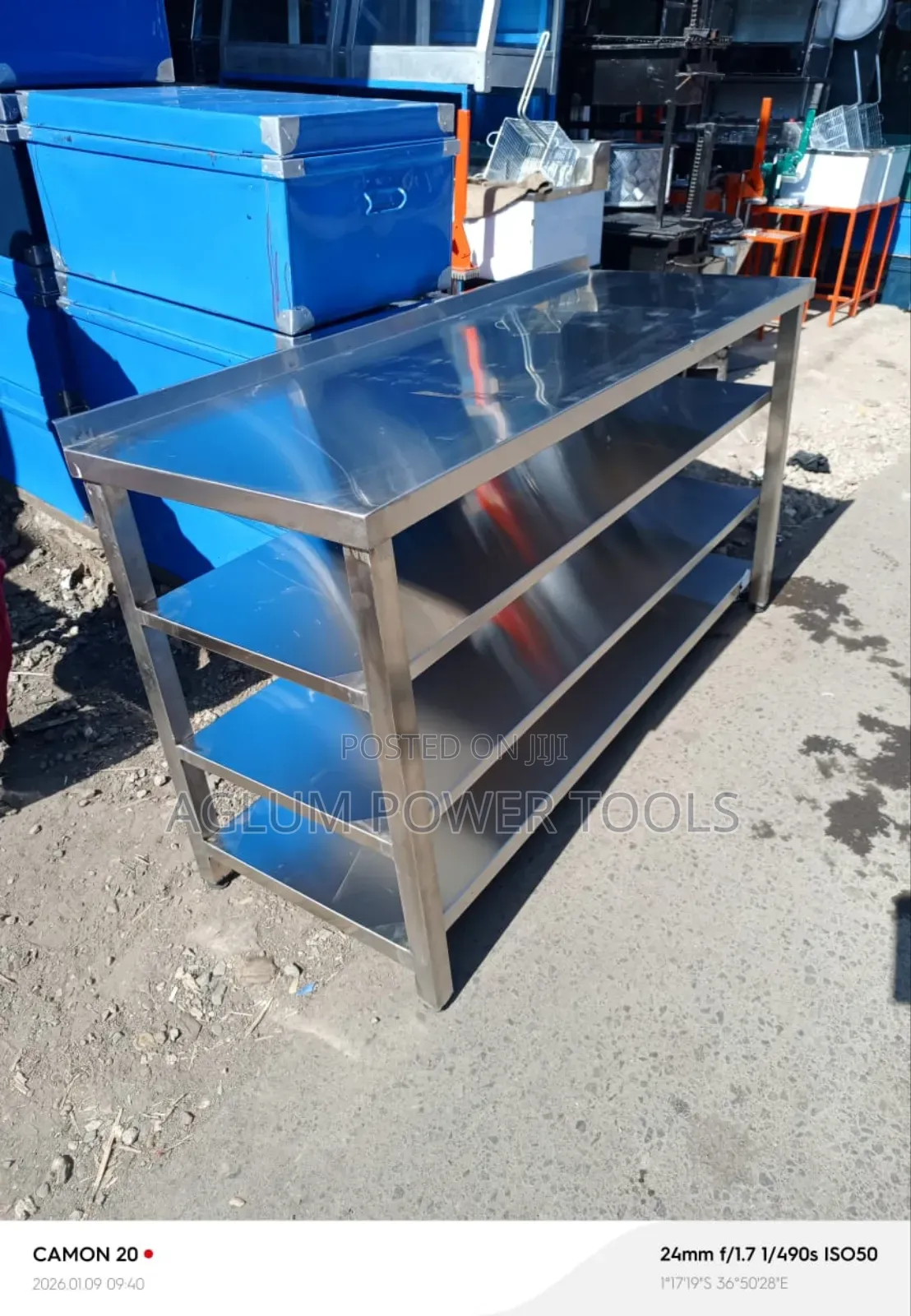 Table Stainless Steel 5 Ft With 3 Shelves