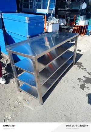 Table Stainless Steel 5 Ft With 3 Shelves