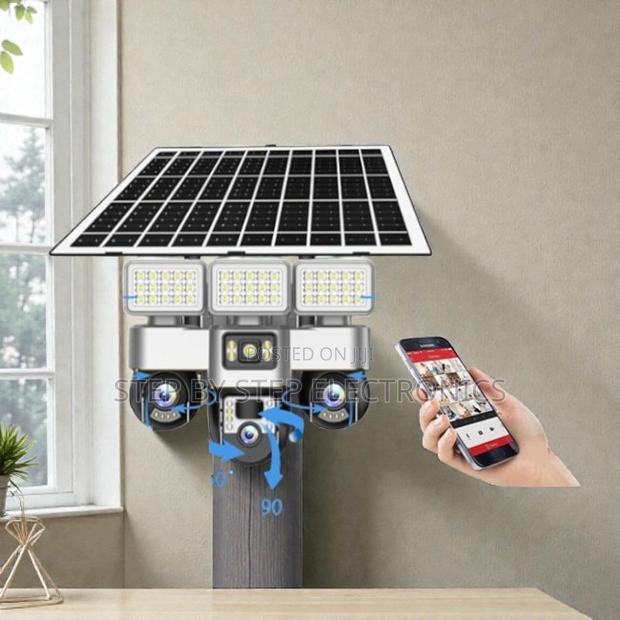 12mp 4g Simcard PTZ Rotating Triple Lens Camera With Solar Flood Light