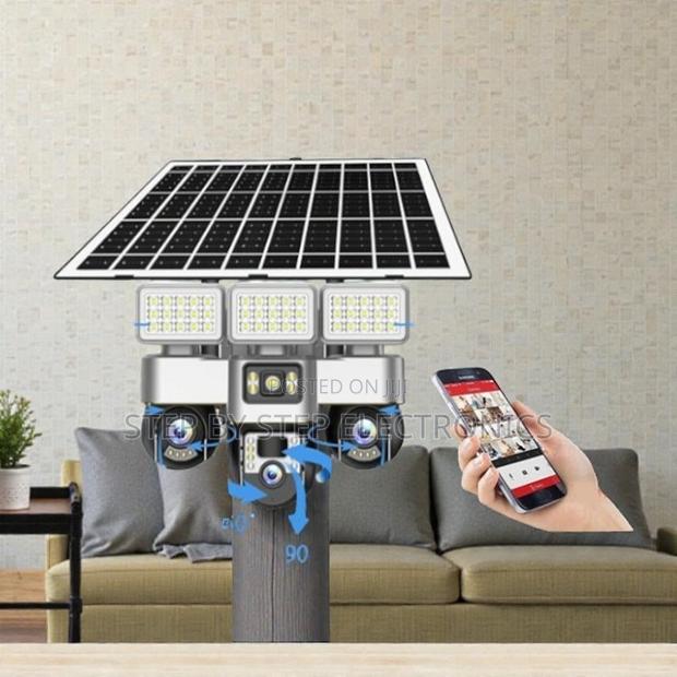 12mp 4g PTZ Triple Lens Outdoor Security Camera With Solar Flood Light