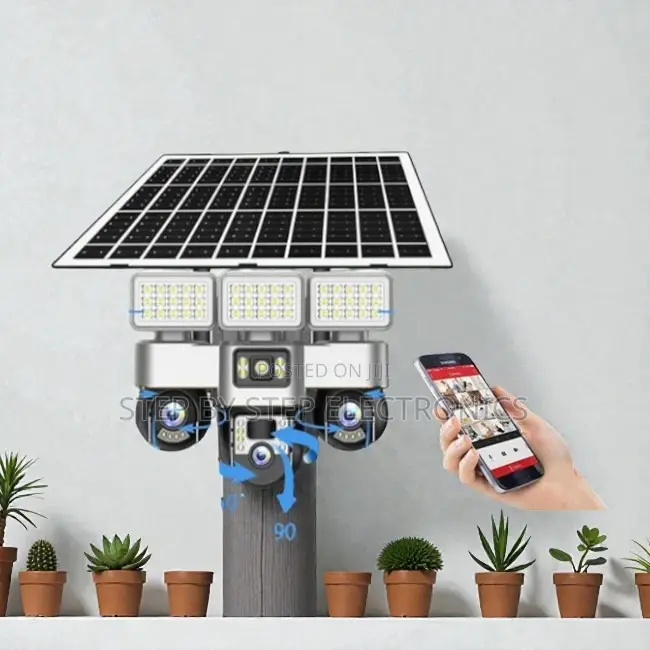 12mp 4g PTZ Rotating Triple Lens Mobile View Cam With Solar Floodlight