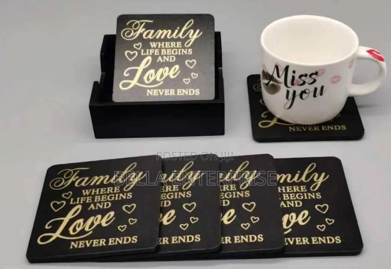 Family Write Up Cup Coaster From Hot or Cold Drinks.