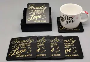 Family Write Up Cup Coaster From Hot or Cold Drinks.