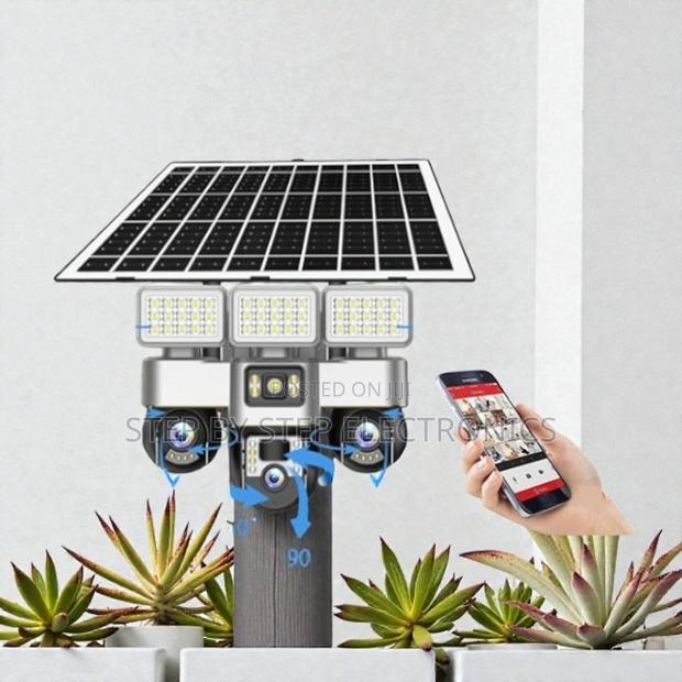 12mp 4g PTZ Rotating Triple Lens Motion Camera With Solar Flood Light