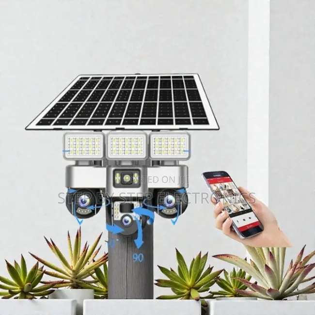 12mp 4g PTZ Rotating Triple Lens Motion Camera With Solar Flood Light