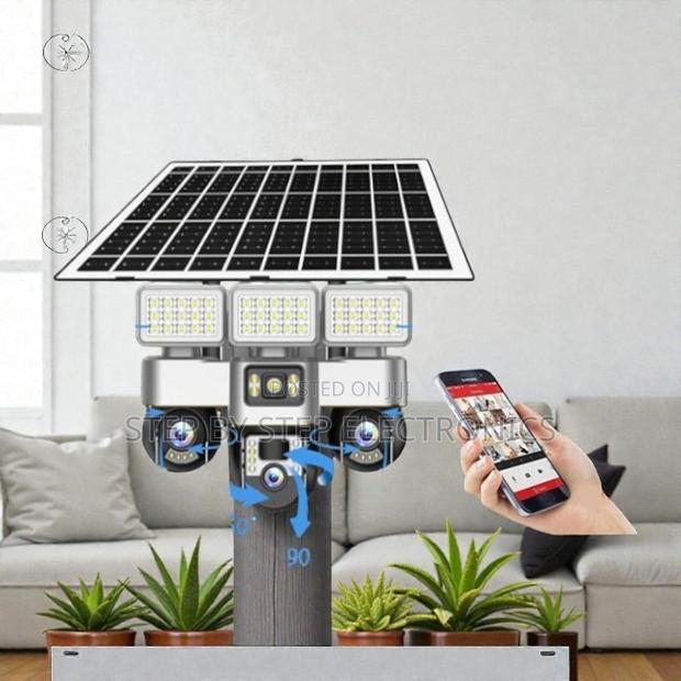 12mp 4g PTZ Triple Lens Farm Security Cam With Solar Flood Light