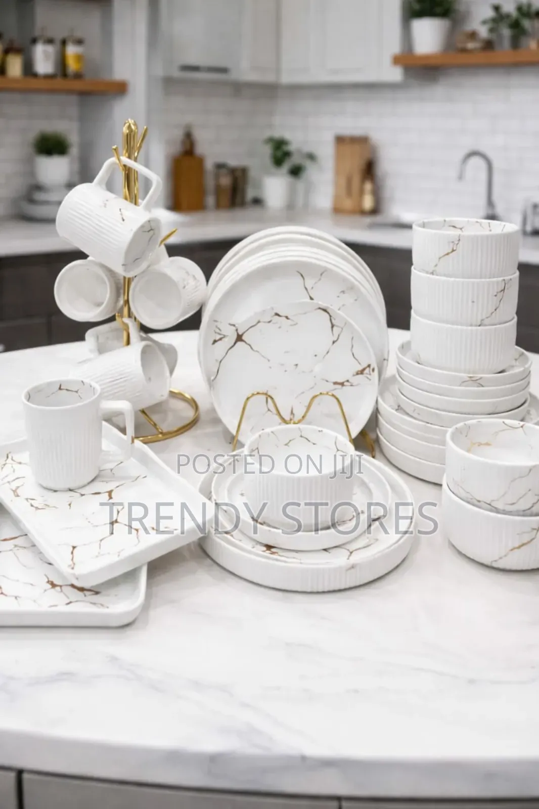 Stoneware Marble Finish Dinner Set