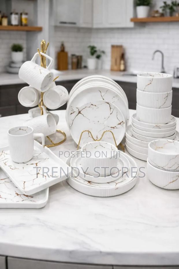 Stoneware Marble Finish Dinner Set - main view