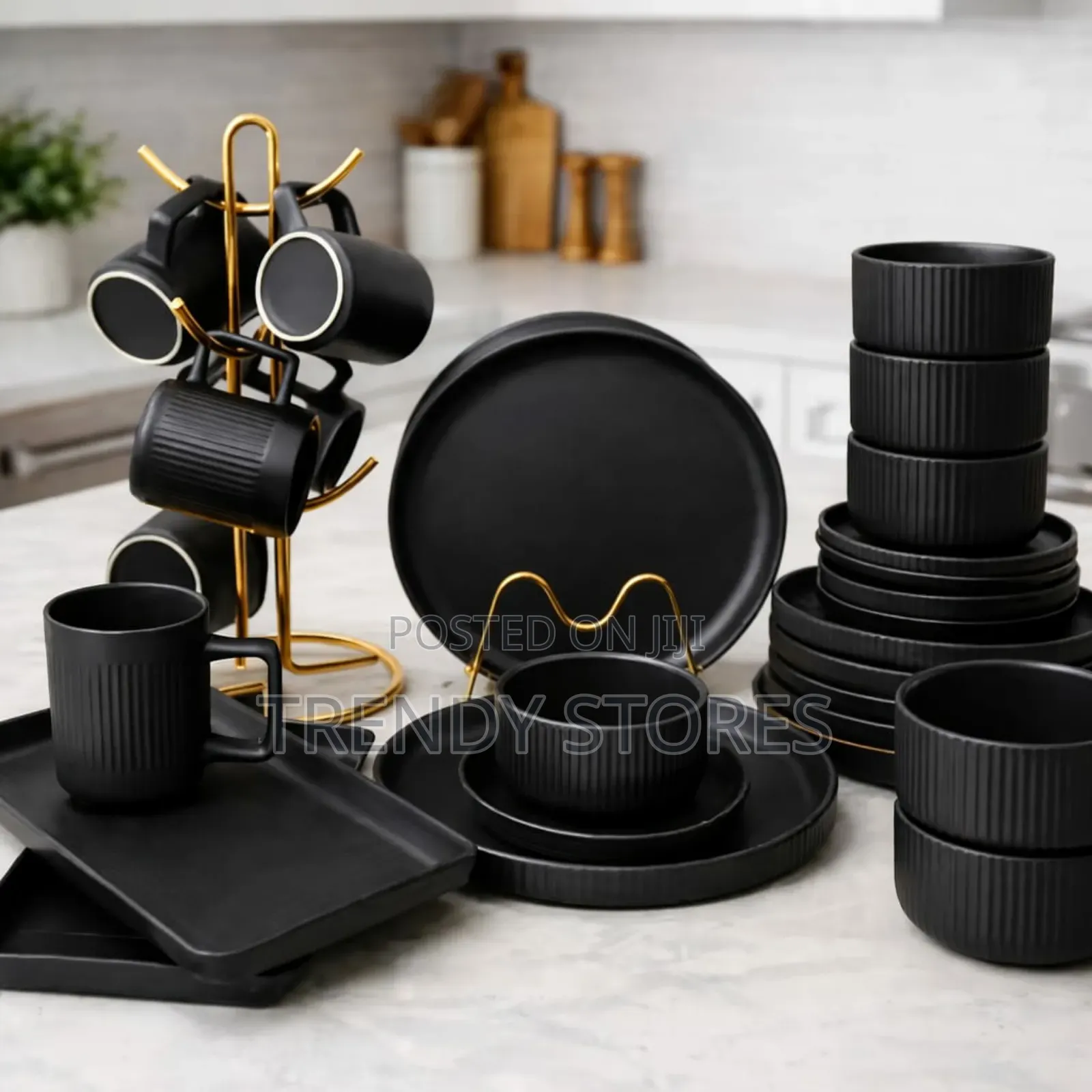 Stoneware Marble Finish Dinner Set
