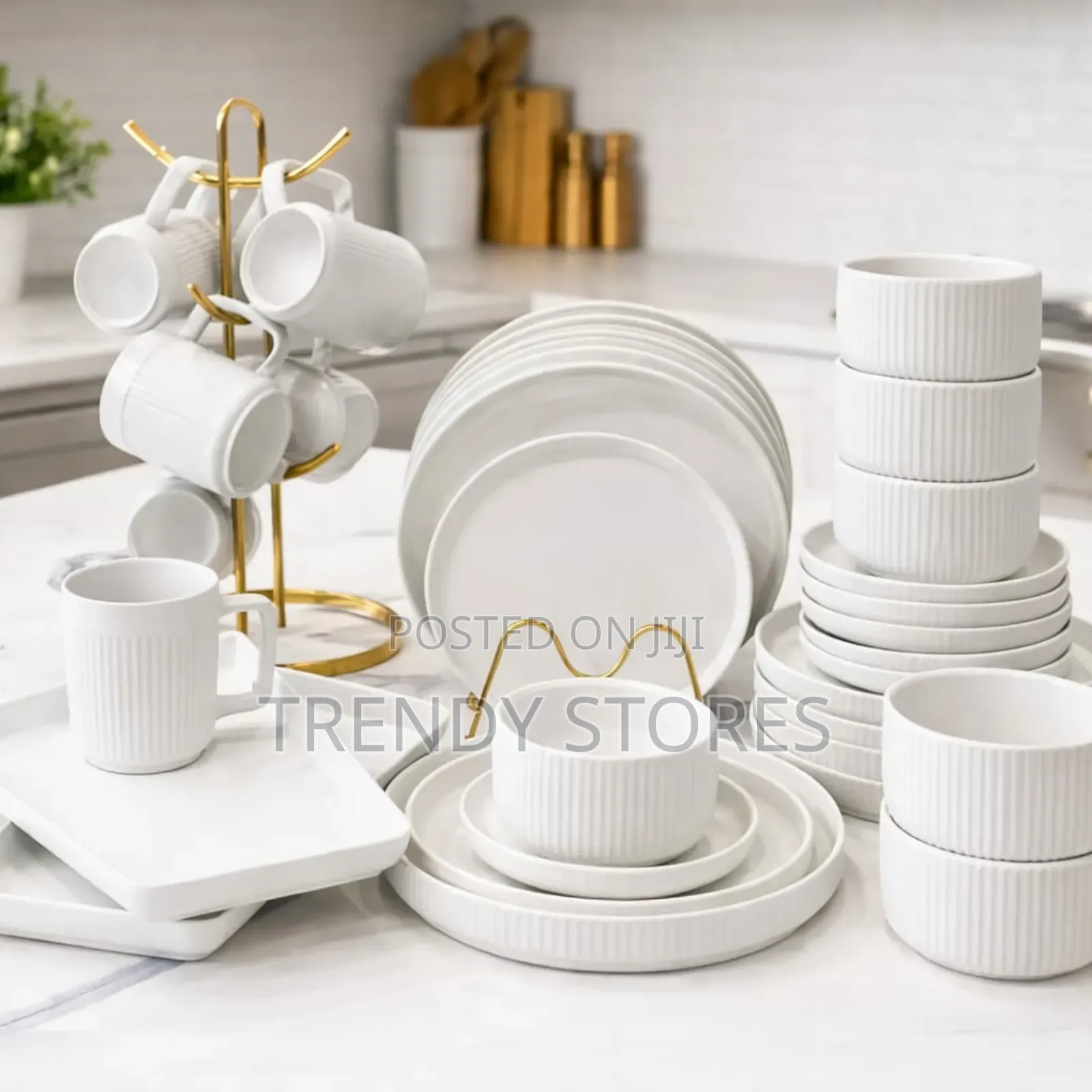 Stoneware Marble Finish Dinner Set