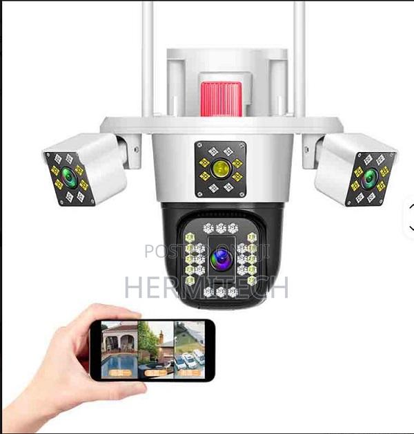 V380pro Outdoor Solar Powered True Triple Lens Security 6mp Hd - main view