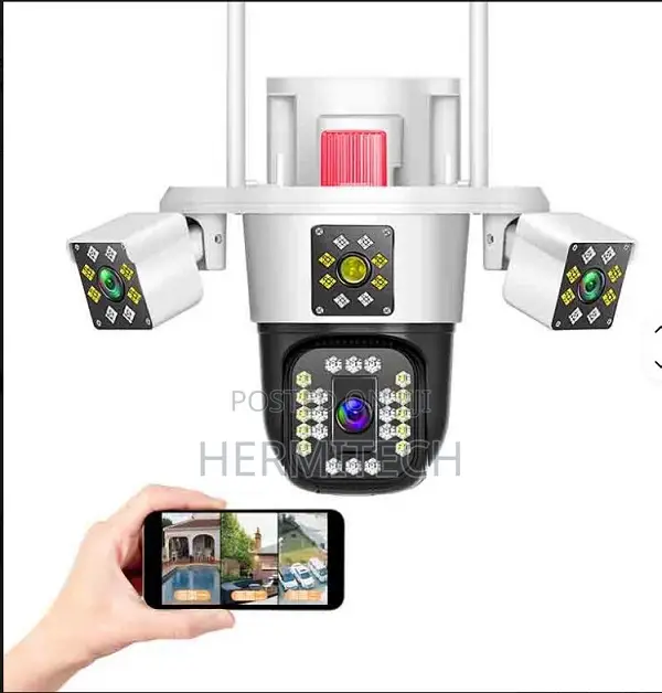 V380pro Outdoor Solar Powered True Triple Lens Security 6mp Hd