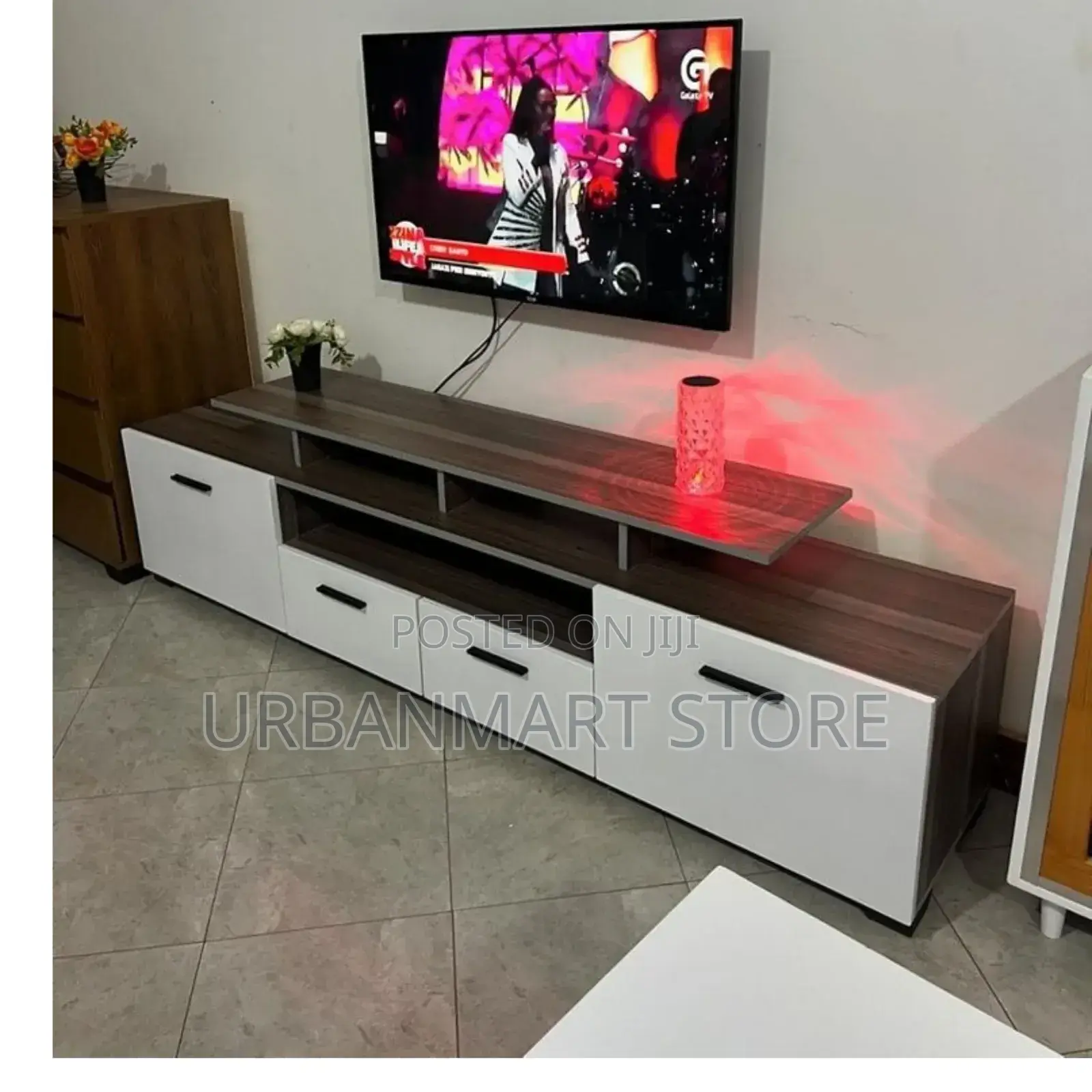 Ohio 6ft Modern Tv Stand Brown and White – Contemporary Design