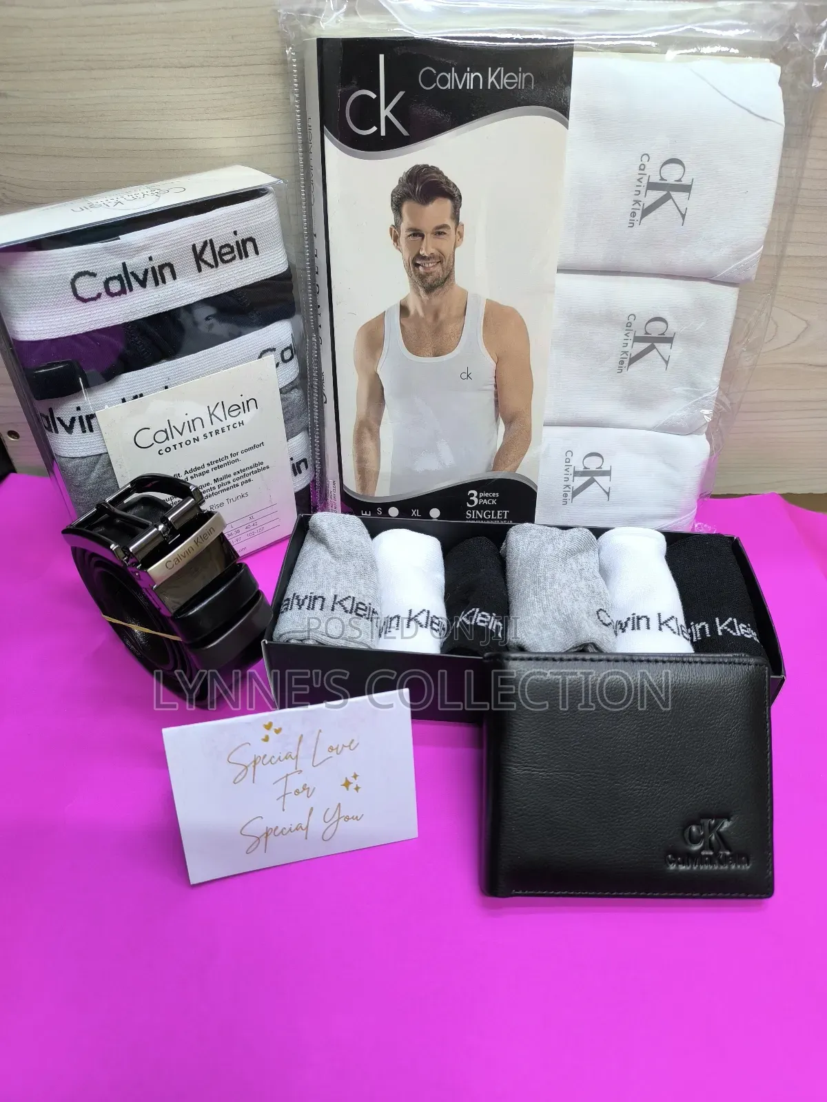 Men's Gift. 3 Vests, 3 Boxers, Belt, Wallet, Socks