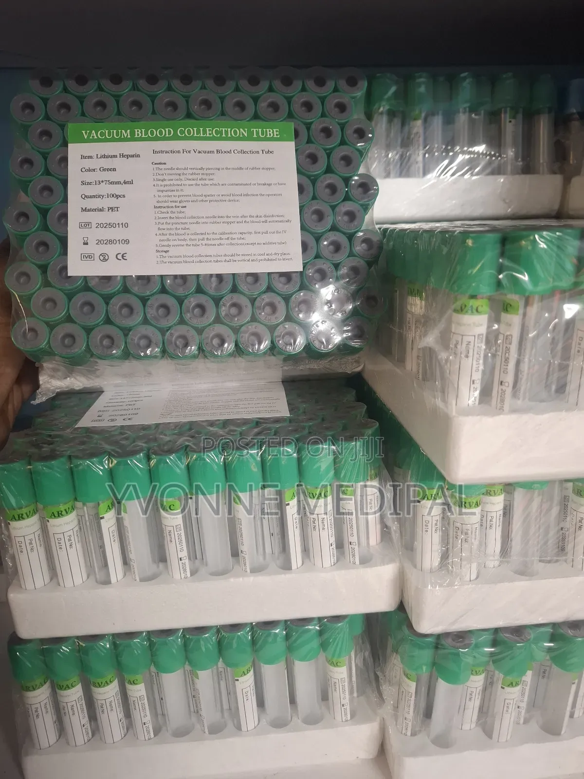 Lithium Heparin / Green Vacutainer.